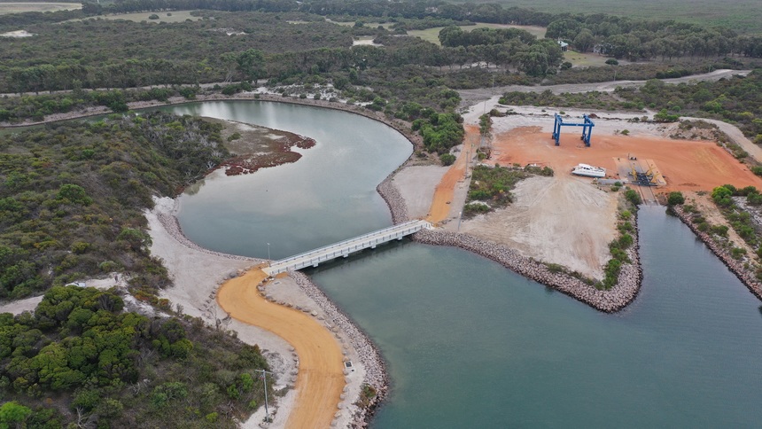 Bandy Creek Weir: Birds-eye view of completed project