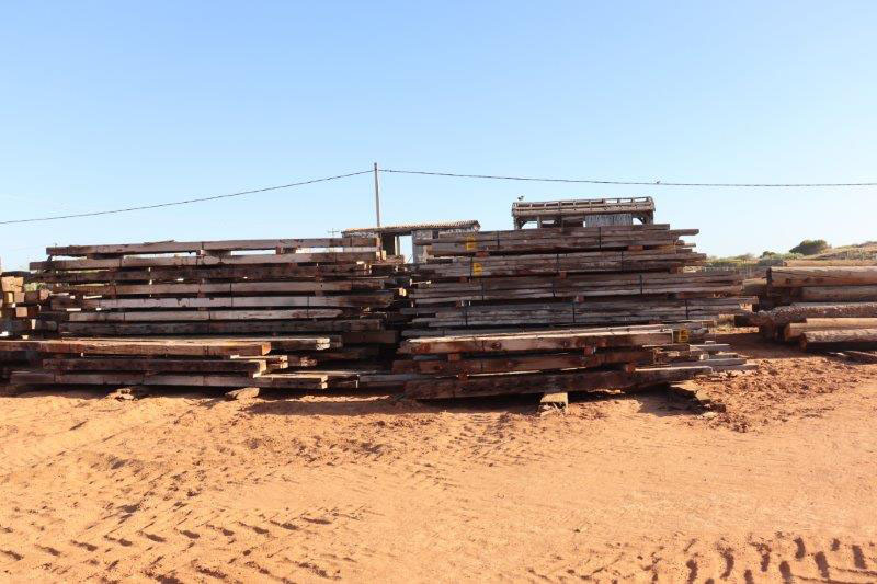 Carnarvon One Mile Jetty timber stacks