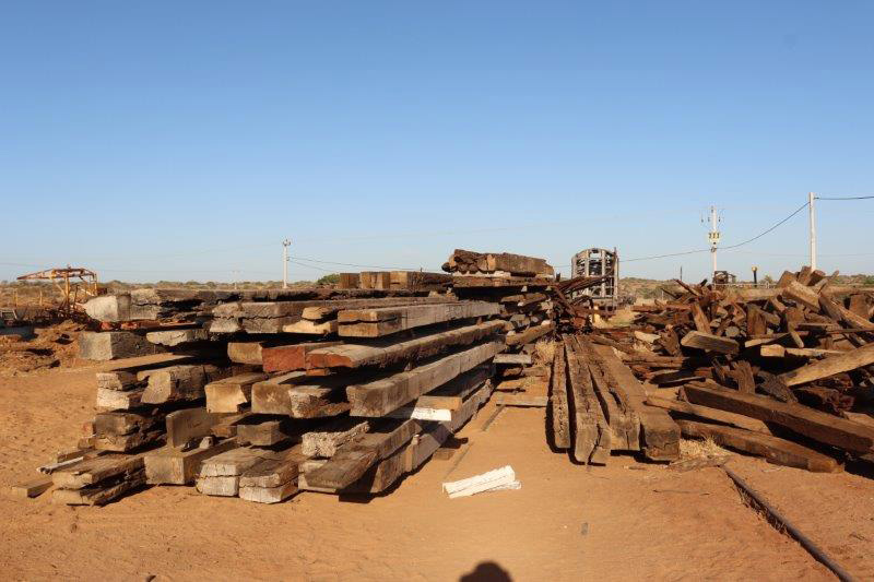 Carnarvon One Mile Jetty timber stacks