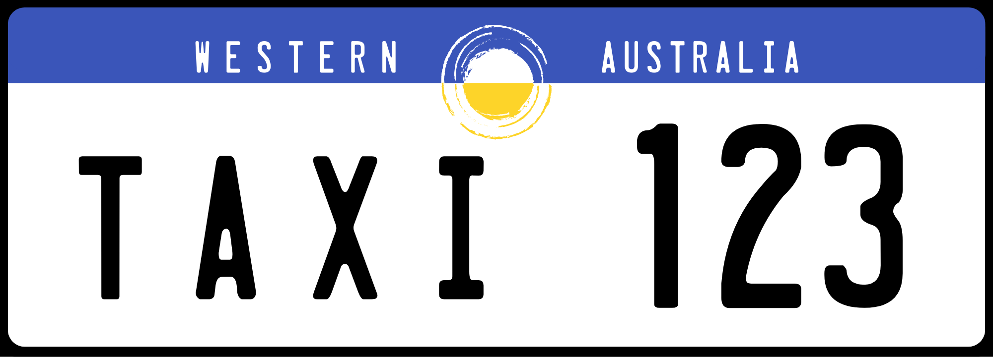 TAXI plate (Black characters on white background)