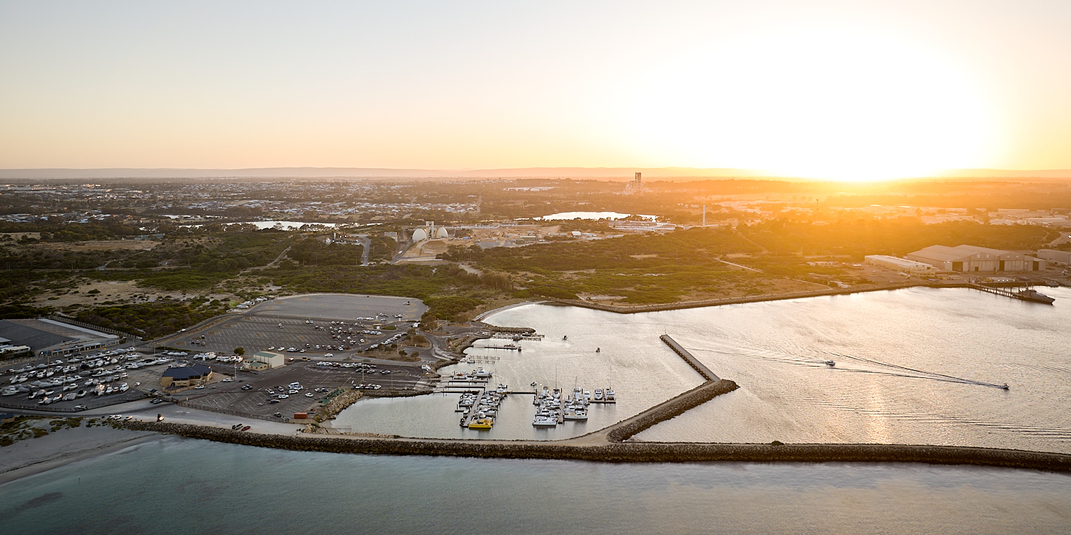 Aerial photo of the Woodman Point Recreational Boating Precinct