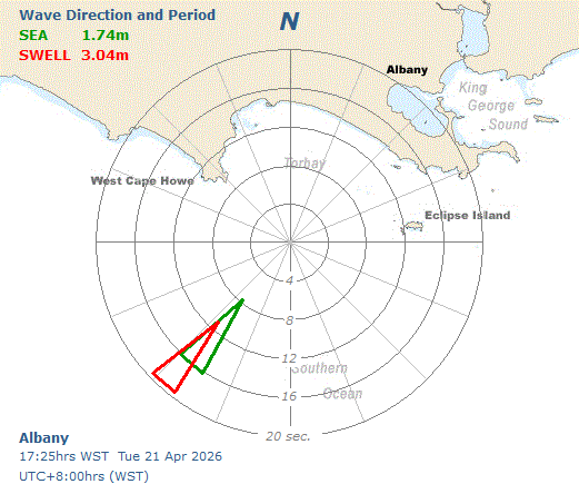 Albany sea and swell directional graph