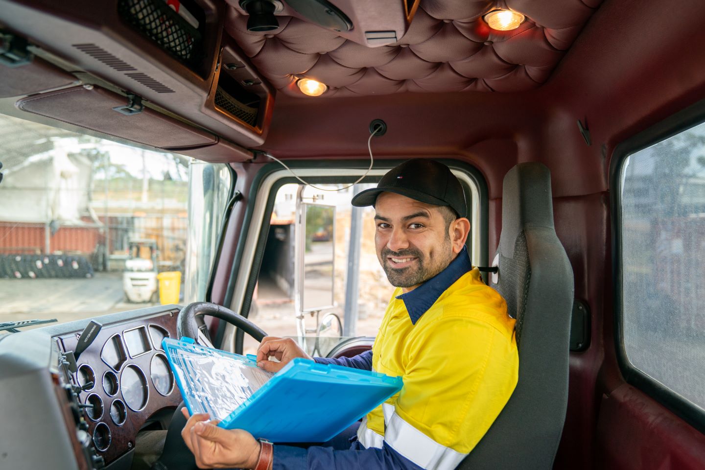 Owner driver sitting in truck