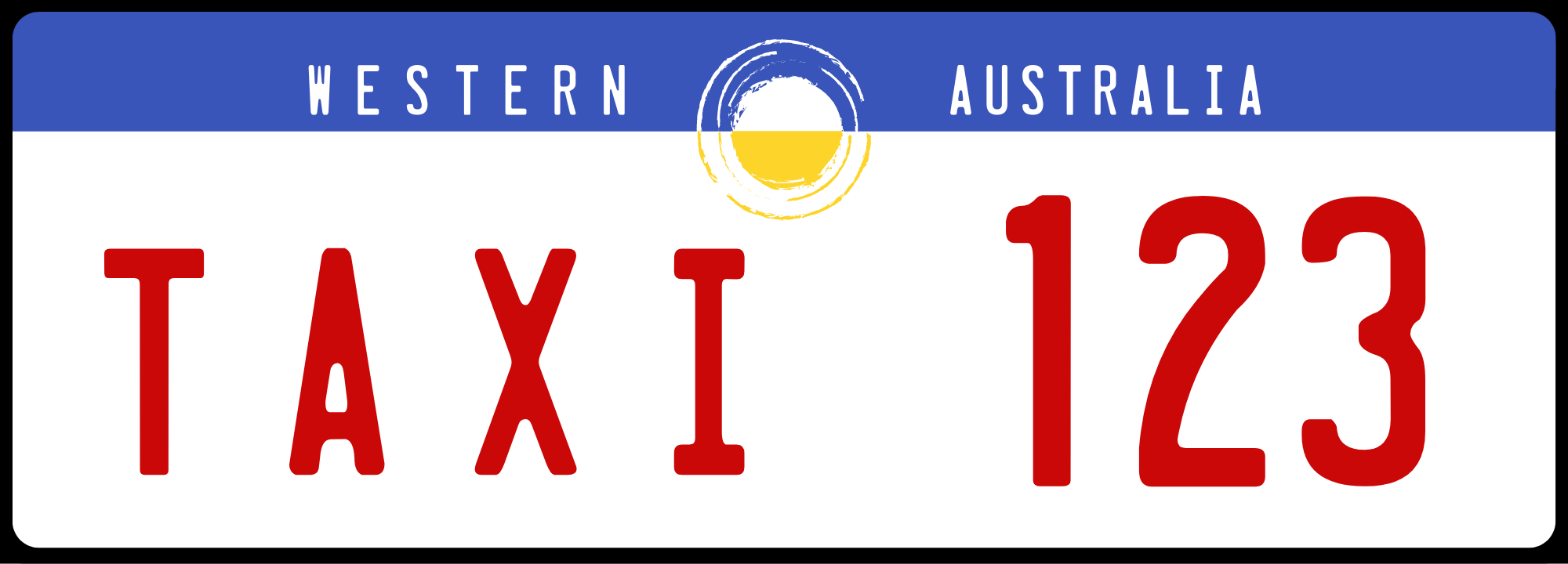 TAXI plate (red characters on white background)