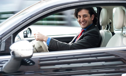 Man driving a car