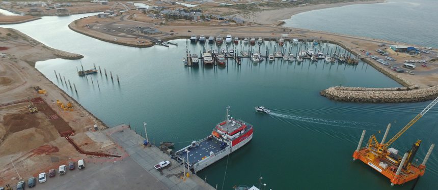 Exmouth Boat Harbour project aerial view