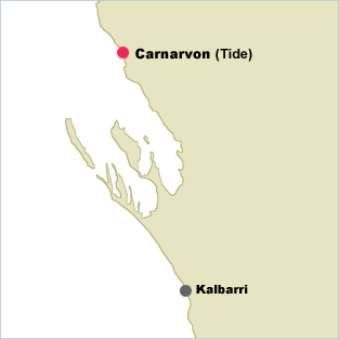 Map of historical data available at Carnarvon and Kalbarri