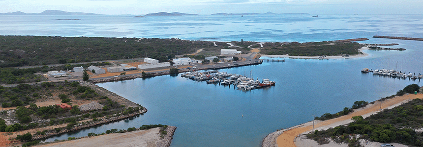 Aerial image of Esperance Bandy Creek Harbour and surrounding area