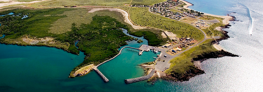 Aerial image of Johns Creek Boat Harbour at Point Samson