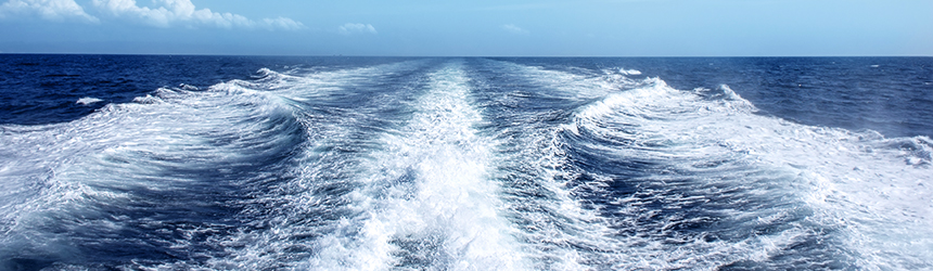 Image of boat water wake at sea