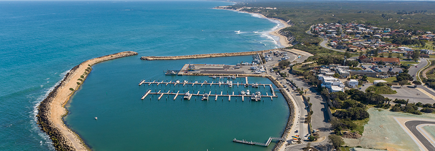 Aerial image of Two Rocks Marina. 