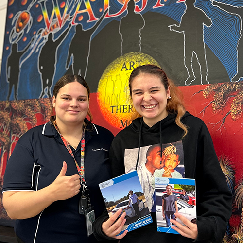 All smiles from Nikita and Jorja after Nikita passed her theory test and received her learner's permit