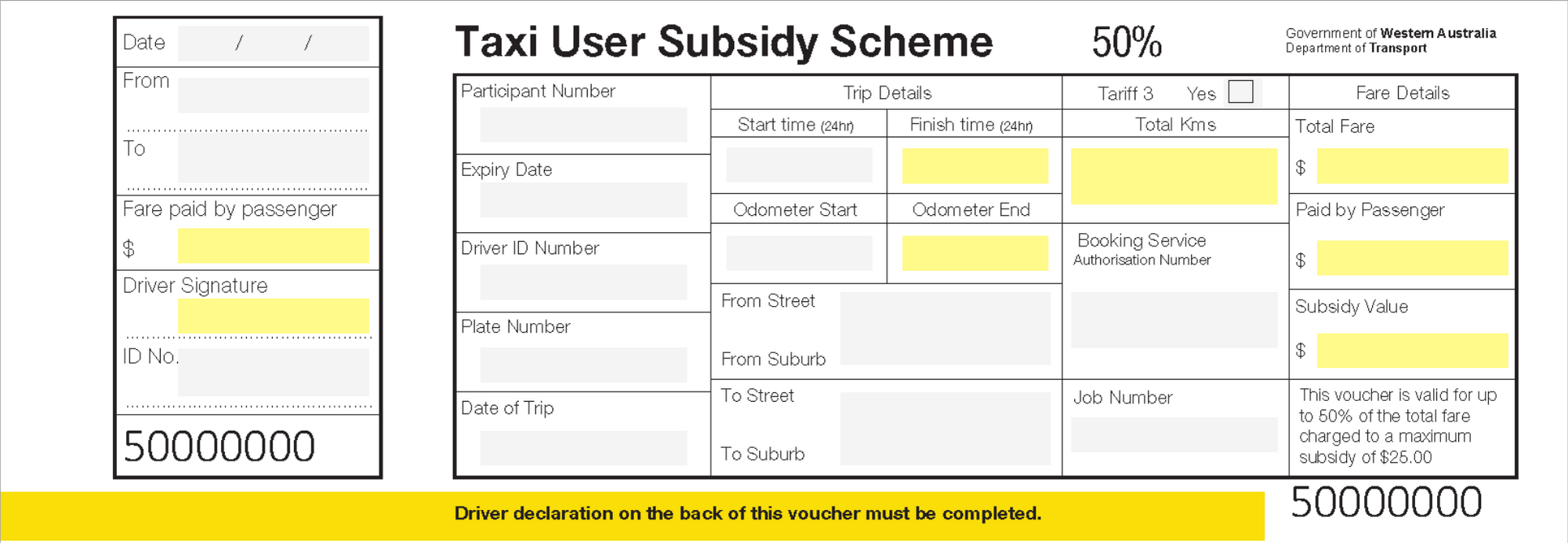 TUSS voucher post-trip example