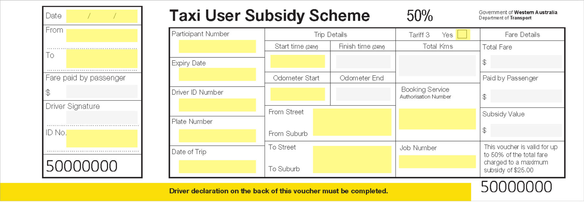TUSS voucher before trip example